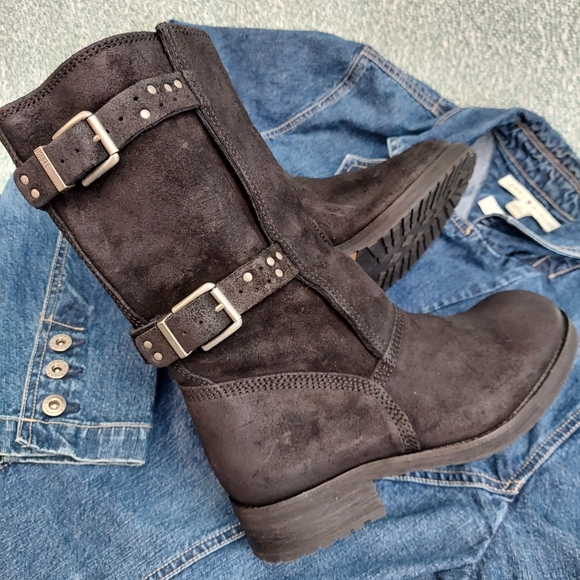 Diesel Oiled Suede/Leather Moto Boots - Picture 4 of 16